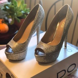 Berthina silver sparkle pumps